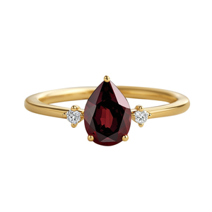 Forma de pera Natura Gemstone Diamond Ring Mujeres 14K Anillos de banda de oro sólido Proveedor - Product Image 1