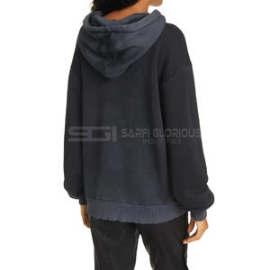 Sweat-shirts à capuche en tricot pour femmes, écologiques, à épaules tombantes, respirants, rehaussant la silhouette, 100% coton, hiver, devant - Product Image 3