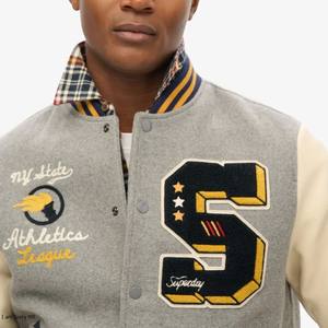 Chaqueta Universitaria de Béisbol para Hombre, Estilo Conciso, Personalizada, de Poliéster y Algodón, con Bordado Chenille, Estilo Varsity - Product Image 4