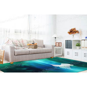 Alfombra de Lana con Estampado de Hojas en el Agua del Lago, Alfombra Antideslizante con Respaldo de Látex Ecológico, Alfombra Tradicional para Comedor, Regalo para Él - Product Image 4