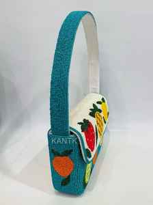 กระเป๋าสะพายลูกปัดหลากสีกระเป๋าลูกปัดส้มกระเป๋าใส่เงินฤดูร้อนกระเป๋าเงินมะนาวทำมือกระเป๋าคลัทช์ลูกปัดช่างฝีมือหรูหรา - Product Image 2