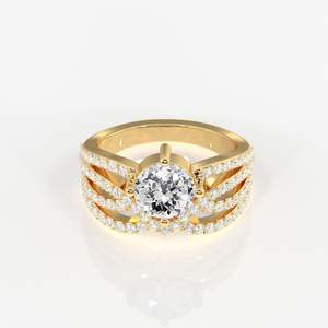 Lab Grown Diamond <b>Cocktail</b> <b>Ring</b> with Portuguese Cut 18K <b>Gold</b> <b>Ring</b> - Product Image 1