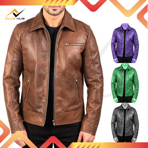 Chaqueta Bomber de Cuero de Oveja Genuino para Hombre, Color Marrón, Formal, con Logotipo Frontal de Camuflaje, Impermeable y Resistente al Viento - Product Image 2