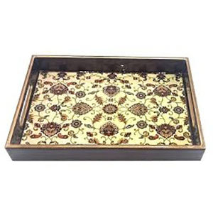 Juego cuadrado moderno de 3 bandejas de madera para servir bandeja de té pintada a mano con estampado esmaltado de colores para uso doméstico - Product Image 6