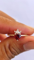 Bague tendance pour femme en argent sterling 925 avec grenat rouge véritable, pierre précieuse naturelle en forme de cœur, pierre de naissance, topaze blanche VVS, pour mariage et fête