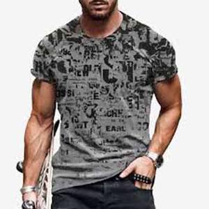 Camiseta de alta calidad para hombre, camiseta suave Vintage de manga corta con gráfico gris negro desgastado a la moda - Product Image 4
