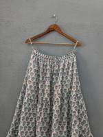 Falda Maxi Casual de Mujer con Bolsillos, Estampado Floral, de Algodón No Tejido Ecológico, con Cordón Ajustable y Borlas, Diseño Escalonado