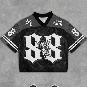 Camiseta de Fútbol Personalizada de Estilo Urbano, Corte Holgado, Malla Transpirable, Oversize, Corta, para Hombre y Mujer, Ropa Deportiva Vintage Retro, 220gsm - Product Image 3