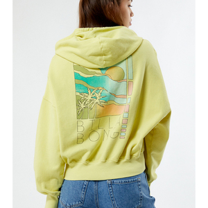 <b>Women</b>’s Yellow Cotton Hooded <b>Sweatshirt</b> Custom Front Print Pocket Casual Short Length Spring Hoodie - Product Image 4