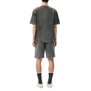 Conjunto de Camiseta y Pantalones Cortos Deportivos para Hombre, de Alta Calidad, Estilo Vintage, Lavado, con Estampado Tie-Dye y Manga Corta - Product Image 2