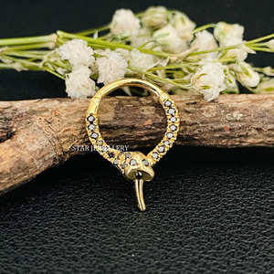14K Solid Gold Natural Black Diamond Luxury Women's Rose/Yellow Gold Snake Daith <b>Piercing</b> Gift <b>Fine</b> <b>Jewelry</b> - Product Image 3