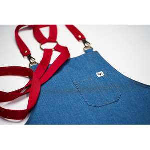 Tablier en jean délavé de haute qualité, réutilisable pour chef, barbier, jardinier, barista et autres usages, personnalisable pour restaurants - Product Image 6