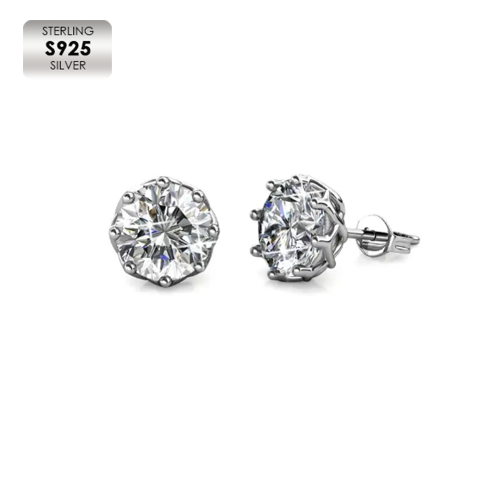 925 Silver 18K White Gold Plated Classy Earrings For Women