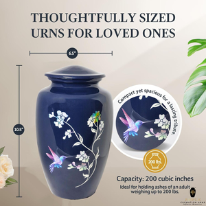 Blue Handcrafted Aluminum Cremation <b>Urns</b> with Meena Coating <b>Large</b> (220 Cu & Keepsake Sizes Engraving Available with velvet bags - Product Image 4