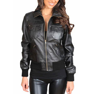 Fabricante pakistaní de chaquetas de cuero al por mayor, chaqueta de cuero informal para mujer, nueva chaqueta de motociclista genuina con diseño OEM - Product Image 2