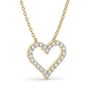 Trendy 14K Solid Gold 925 Sterling Silver <b>Open</b> <b>Heart</b> Diamond Pendant <b>Necklace</b> with Chain <b>Necklace</b> for Girls & Women Elegant Gift - Product Image 1