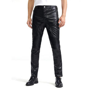 Premium <b>Men</b> Biker Style <b>Leather</b> Pants Trendy Motorcycle <b>Trousers</b> Slim Fit Streetwear Riding Fashion - Product Image 1