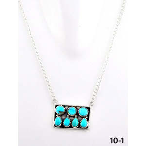 Chaîne en argent sterling de style sud-ouest avec turquoise Kingman, design géométrique, or 18 carats, or rose, classique, religieuse, perle et diamant - Product Image 2