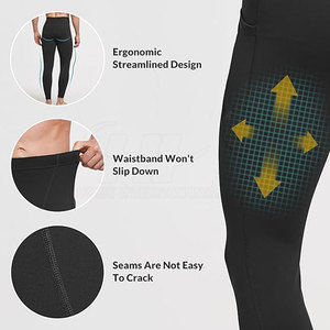 Leggings de sport respirants pour hommes, taille élastique, en polyester et élasthanne, avec logo personnalisé pour adultes – Vente chaude - Product Image 4