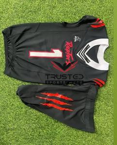 Vente en gros d'usine, design personnalisé, uniforme de football américain respirant à séchage rapide, haute qualité, grande taille, manches courtes - Product Image 1