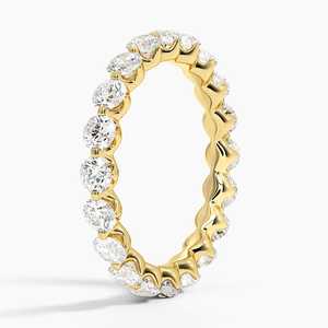 Bague en diamant Moissanite ronde en or massif 10 carats personnalisée, sertie de broches, cadeau d'éternité pour petite amie - Product Image 1