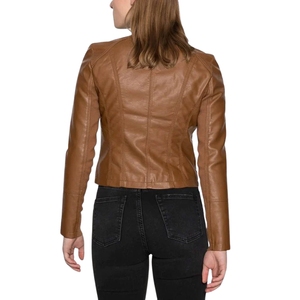 Veste d'hiver en cuir véritable pour femme, fermeture éclair sur le devant, col montant, tricotée, haute qualité, vêtement d'extérieur en cuir pour adultes - Product Image 3