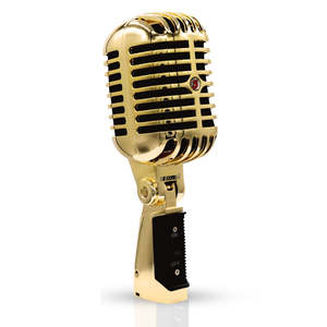 Micrófono Vintage de 5 Núcleos, Micrófono Dinámico Clásico Profesional XLR de Estudio, Estilo Retro, Dorado - Product Image 1