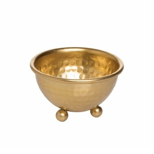 Vaisselle de qualité standard, serveur de nourriture, service de collations, plat en métal de formes personnalisées, finition dorée premium, bol à fruits martelé - Product Image 2