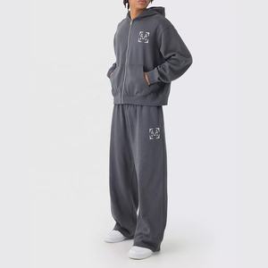 Sweat à capuche décontracté délavé à l'acide pour hommes ensemble de jogging Street Style Sports tenue deux pièces avec pull à capuche de sports d'hiver imprimé numériquement - Product Image 1