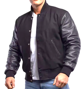 Chaqueta universitaria de alta calidad de fabricante OEM para hombre, Mangas de cuero de chenilla bordadas, letras de béisbol personalizadas a prueba de viento - Product Image 6
