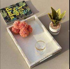 Plateau de service moderne fait main en nacre, personnalisé, avec incrustation d'os, mobilier en bois floral rétractable pour la décoration de la maison et de mariage - Product Image 3