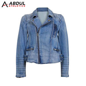 แจ็คเก็ตยีนส์ผู้หญิง ออกแบบเองได้ แจ็คเก็ตยีนส์ผู้หญิงสไตล์สตรีทแฟชั่นสำหรับใส่ในชีวิตประจำวัน - Product Image 1