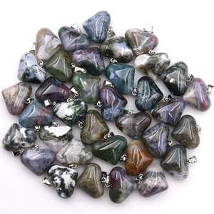 Arco Iris Natural musgo ágata piedra preciosa hinchada corazón colgante cristal Natural Focal cuenta - Product Image 3