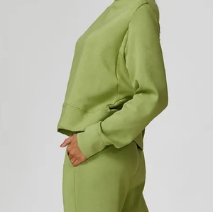 Ensemble unique de survêtements d'été solides pour femmes, vêtements de jogging, manches longues, polyester/coton, polaire, respirant, à capuche, stylé. - Product Image 2