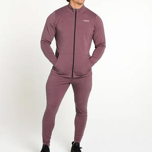 ชุดวอร์มแขนยาวออกแบบโลโก้ได้ตามต้องการสำหรับผู้ชายสำหรับใส่วิ่งจ๊อกกิ้งคอลูกเรือทรงสลิมฟิตมีซิปปิด - Product Image 1