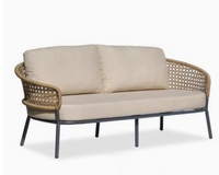 Modernes Outdoor-Aluminium-Balkonsofa-Set Dunkelgraues Rattan-Gartenmöbel für Innenhof Hotel Küche Apartment