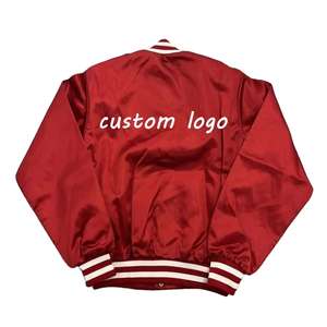 Veste bomber en satin pour homme en gros, 100% toile de soie, col montant, imperméable, avec broderie, logo personnalisé - Product Image 2