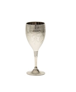 Best Selling Antique Stainless Steel <b>Goblet</b> Wine <b>Glass</b> Embossed Kiddush Cup for Jewish Sabbat Metal Material - Product Image 1
