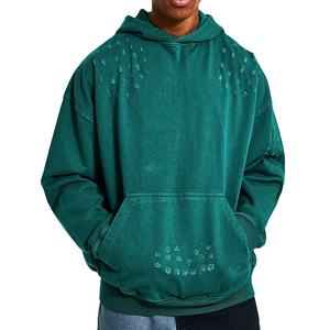Qualité supérieure Derniers prix Hommes Distressed Hoodies Basique Coton Mélangé Meilleure Arrivée Solide Couleur Unie Hommes Distressed Hoodies - Product Image 1