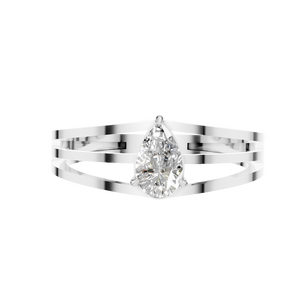 Bague de fiançailles en or blanc 14 carats massif avec moissanite taille poire, sertie à griffes, effet glacé, pour mariage, fête, anniversaire, passe le testeur de diamants - Product Image 3