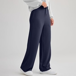 Venta al por mayor de ropa deportiva de algodón para mujer, mallas anchas acampanadas de Yoga con cordón, pantalones de chándal de cintura alta para mujer, Joggers 2026 - Product Image 6