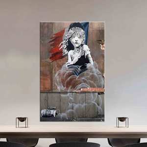 Toile imprimée Banksy 'Miserables' : Décoration de scène urbaine, toile encadrée - Product Image 1