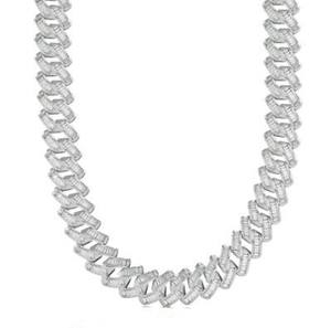 Collar de cadena cubana levantada Baguette de alta calidad de lujo oro amarillo brillante con diamantes Baguette levantados regalo de boda - Product Image 5