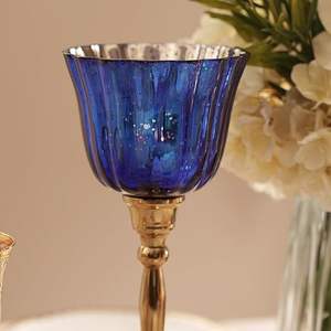 Votive violet et or avec support en métal Petit éclairage romantique aux chandelles élégant pour la maison - Product Image 6