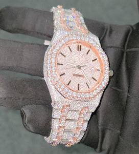 Montre automatique de luxe pour homme et femme, style hip-hop, diamant D VVS, moissanite, coupe brillante, date, quartz, acier inoxydable, verre - Product Image 2