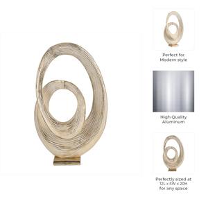 La sculpture décorative artistique d'objet de table en métal doré rayonnant ajoute le charme moderne sophistiqué à n'importe quel espace intérieur - Product Image 6