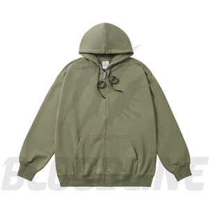 Sweat-shirt unisexe noir à capuche zippé, coupe classique, couleur unie, décontracté, en molleton bouclette, avec poche avant, pour l'hiver, 100 % coton - Product Image 5