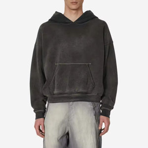 Jersey en blanco Streetwear sudaderas con capucha lavadas con ácido para hombres de gran tamaño peso pesado vintage recortada sudaderas con capucha desgastadas boxy Unisex Casualwear - Product Image 4