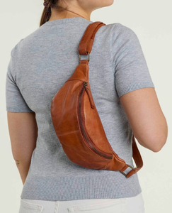 Sac bandoulière en cuir véritable Sac ceinture de poitrine à la mode avec fermeture à glissière - Product Image 4