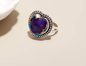 Elegante anillo de corazón fino de Plata de Ley 925, piedra preciosa turquesa de cobre, clásico para bodas, fiestas, compromiso, regalos de aniversario - Product Image 3